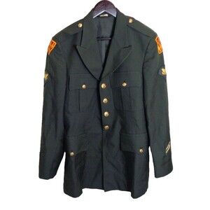 U.S Army Military Green Coat Wool Blazer Sz  40L Mens Jacket Uniform